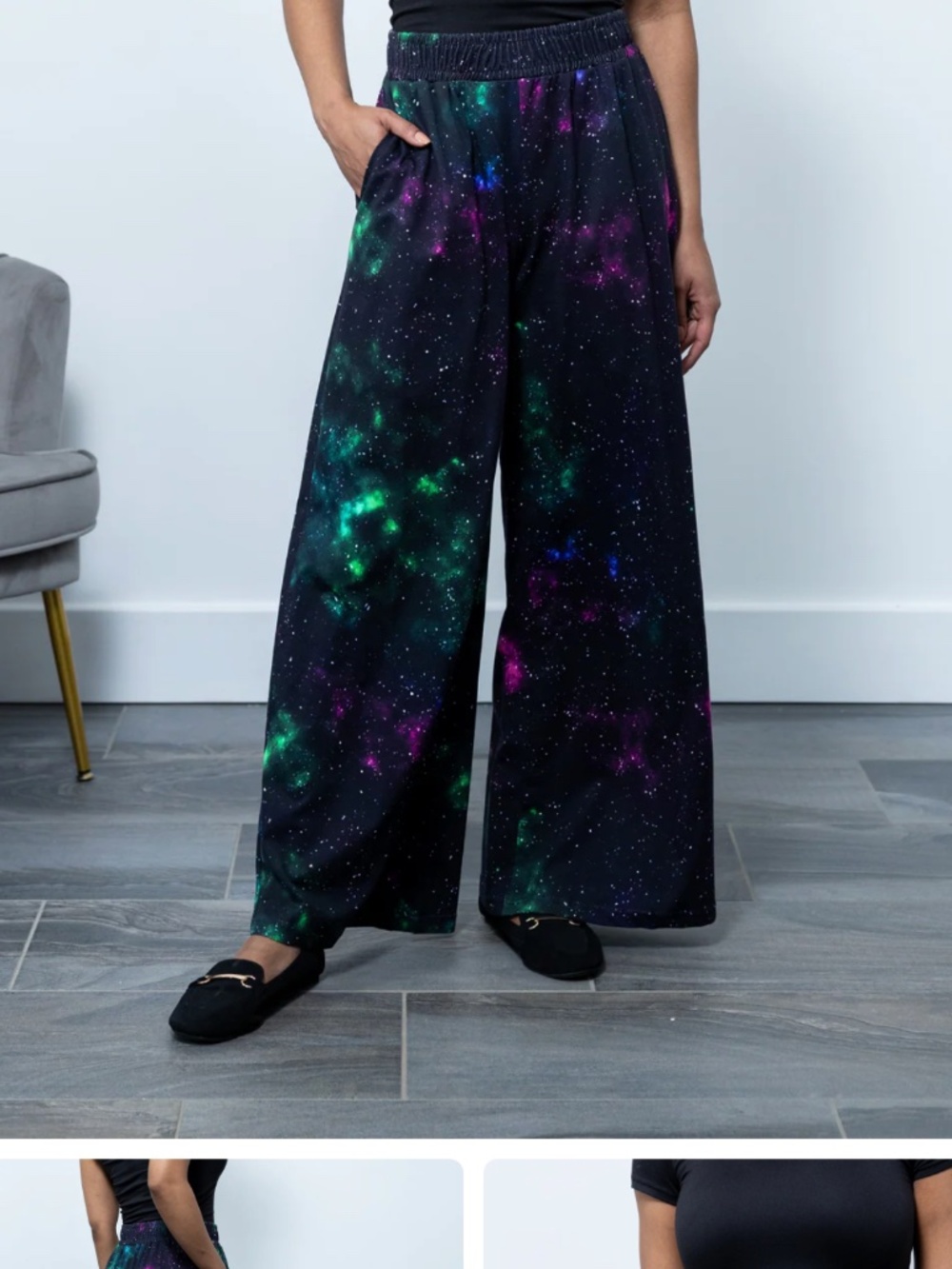 Svaha Nebula Space Palazzo Pants XL 100% Cotton | Pockets | Galaxy / Astronomy